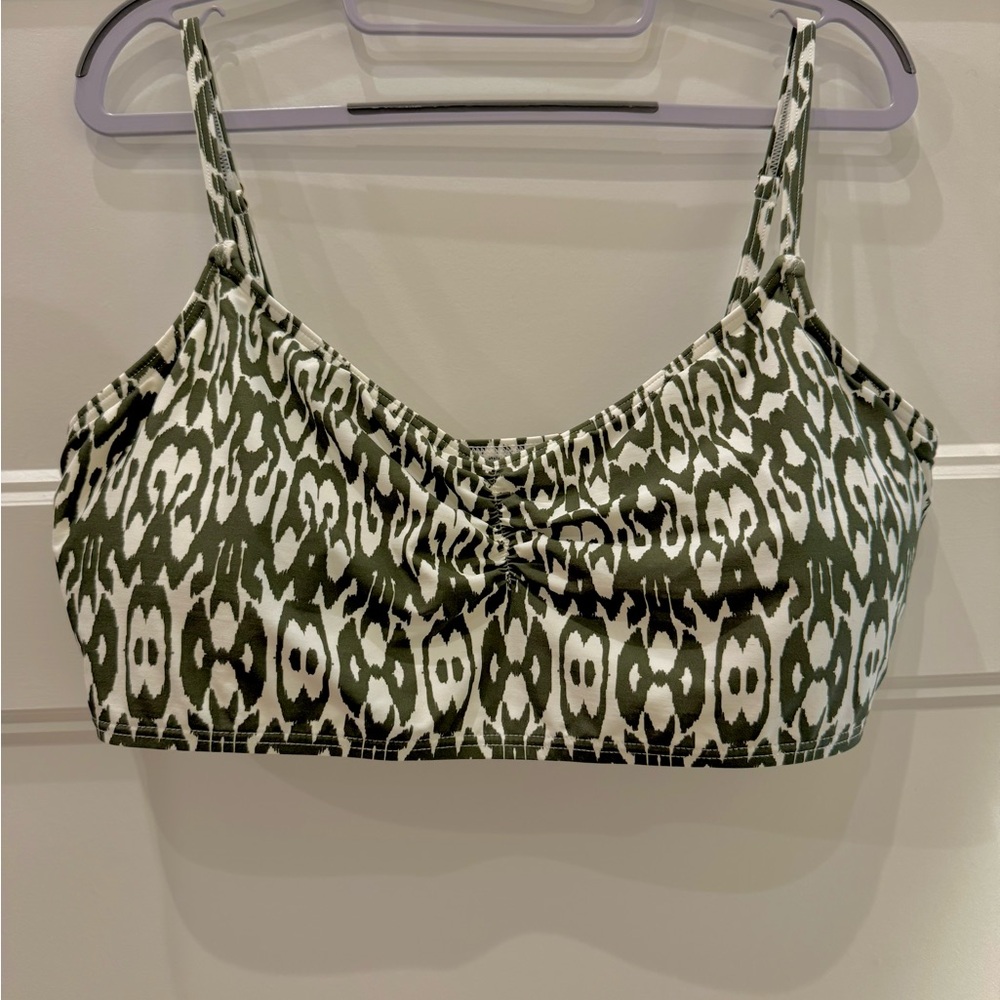 LOFT Beach Cinched Front Cropped Bikini Top green XL